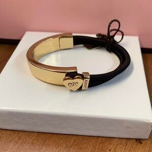 Juicy Couture Pam Gela B-Heart Elastic Adjustable Hair Tie Bracelet Black & Gold